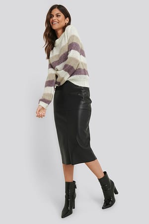 Black Midi PU Skirt