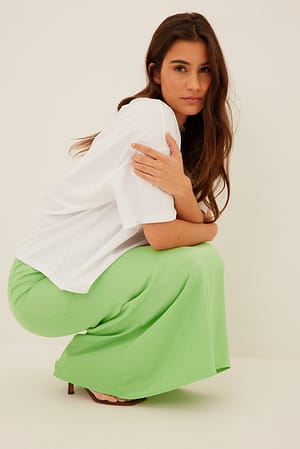 Lime Midi Satin Skirt
