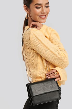 Black Mini Chain Detail Flap Bag