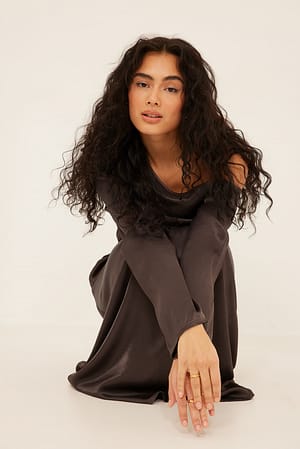 Brown Loose Recycled Satin Dress