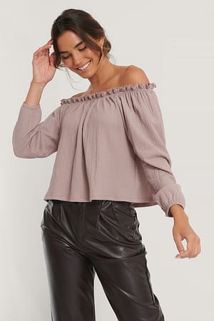 Dusty Dark Pink Off-Shoulder Crêpetop