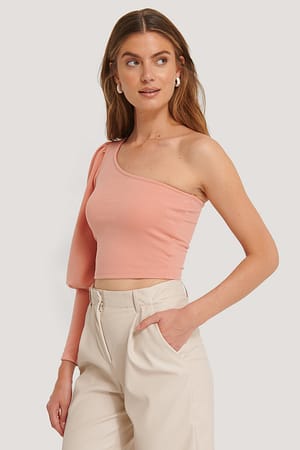 Apricot One Puff Sleeve Crop Top