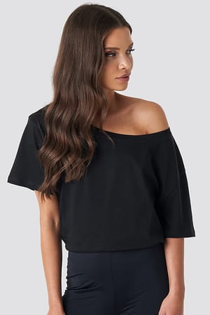 Black One Shoulder T-shirt