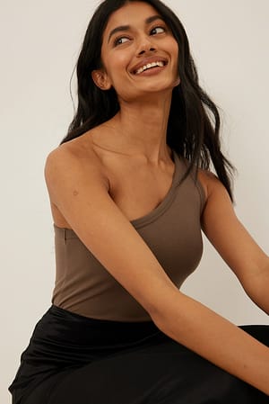 Brown One Shoulder Top