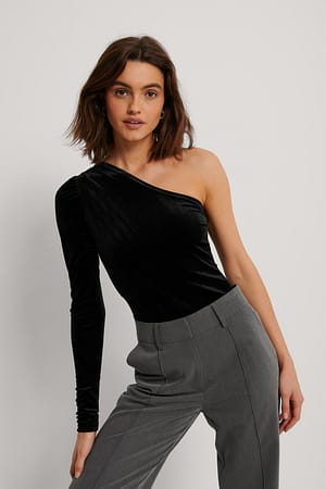 Black Haut une manche en velours