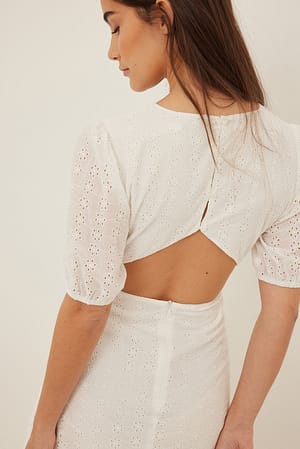 White Mini robe dos ouvert