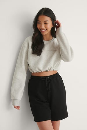 Grey Melange Organic Brushed Cropped Sweatshirt