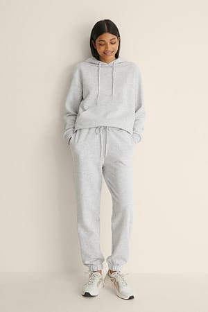 Light Grey Melange Jogginghose mit gebürstetem Kordelzug