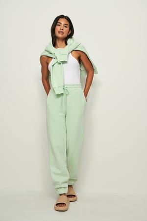 Light Green Brushed Drawstring Sweatpants
