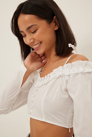 White Organic Cotton Frill Blouse