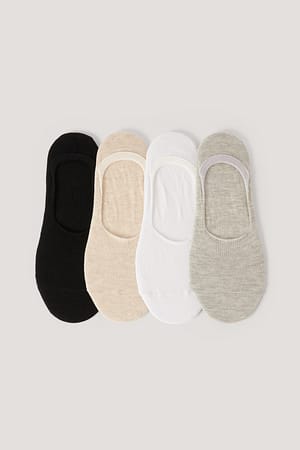 Black/White/Grey/Beige Footies 4 pack