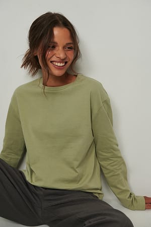 Light Khaki Oversized Long Sleeved Top