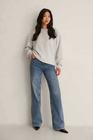 Light Grey Melange Oversized Sweatshirt