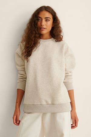 Beige Melange Oversized Sweatshirt