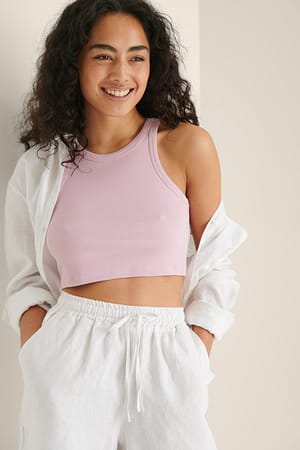 Washed Out Purple Ribbed Cropped Tank