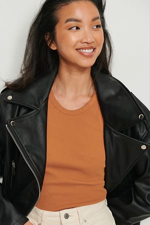 Orange Rust Ribbed Tank