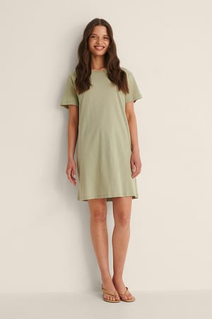 Light Khaki Økologisk t-skjortekjole