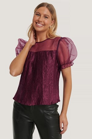 Dark Purple Organza Bluse