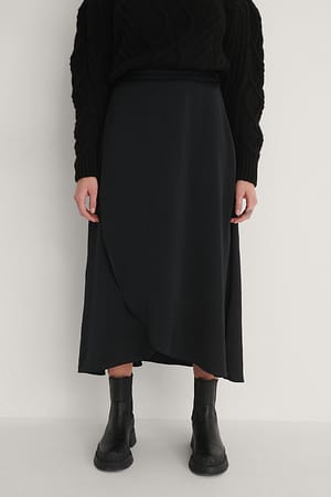 Black Overlap Skirt