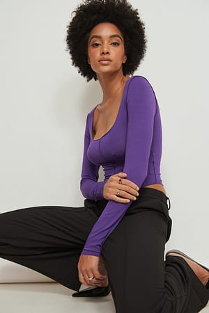 Purple Overlock Detail Top