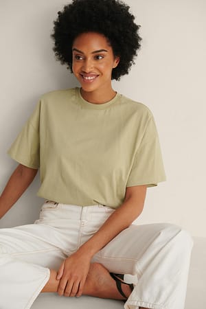 Khaki Oversize T-shirt med 3/4-ärm