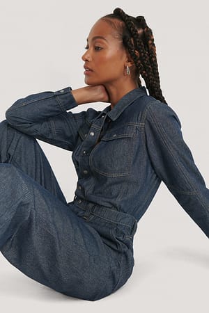 Dark Denim Oversized Boiler Denim Suit