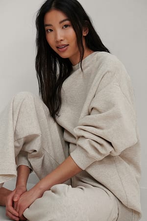 Beige Melange Oversized Brushed Sweatshirt