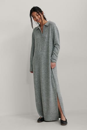Grey Melange Gerecycleerde oversized jurk met knopen