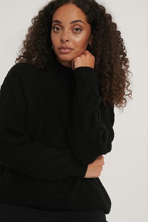Black Übergroßer Strickpulli