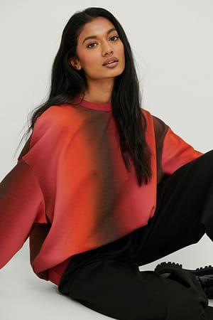 Orange Print Oversized Chunky Sweatshirt