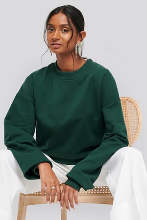 Dark Green Oversized Crewneck Sweatshirt