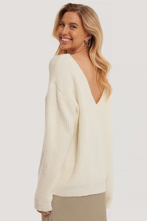 Off White Übergroßer Pullover Mit Tiefem Rücken