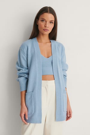 Light Blue Oversized Knitted Cardigan
