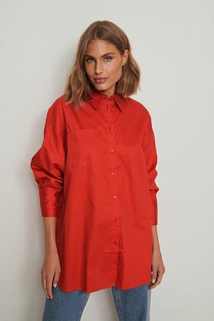 Red Oversized Pocket Shirt