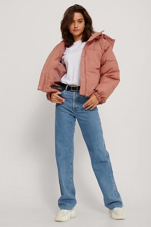 Dusty Rose Gepolsterte Jacke Mit Kordelzug