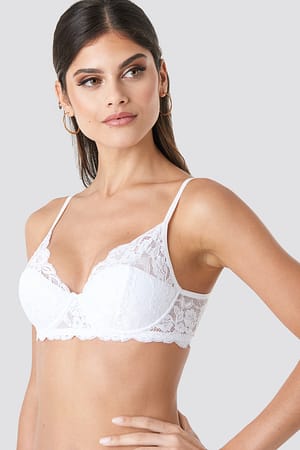 White Padded Lace Bra