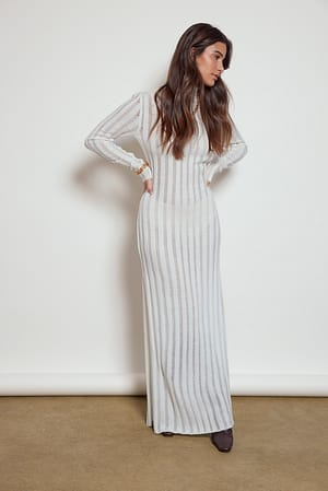 Offwhite Panel Knit Maxi Dress
