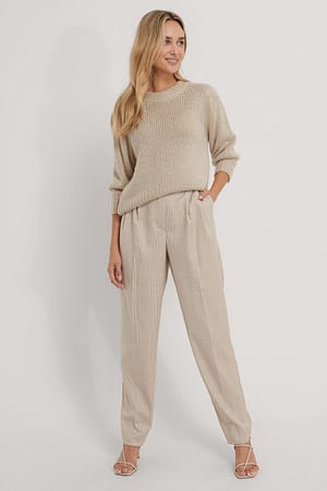 Check Print Pleat Detail Suit Pants