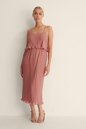 Vintage Rose Pleated Midi Dress