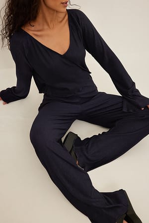 Navy Pleated Pants
