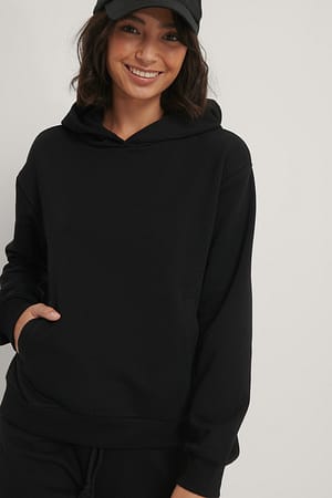 Black Pocket Detail Hoodie