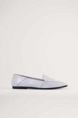 Purple Pointy Leather Loafers