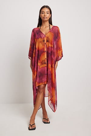 Magenta Flower Printed Caftan