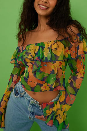 Floral Navy Chiffonblouse