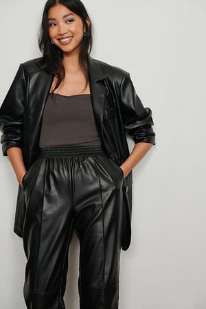Black PU sweatpants