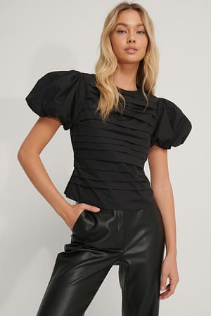 Black Puffärmelbluse