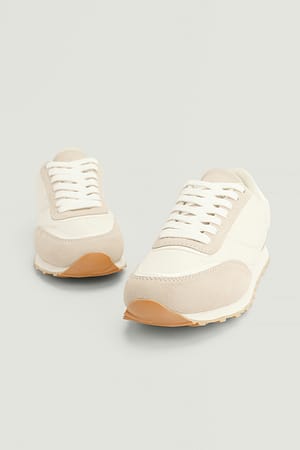 Offwhite Quilted Retro Trainers