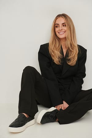 Black Quilted Slip In Sneakers