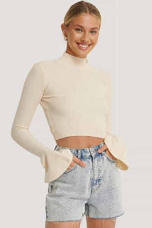 Light Blue Raw Hem Denim Shorts