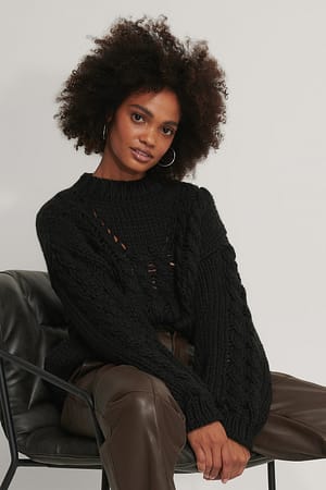 Black Raw Knit Polo
